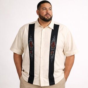 Havernera Co. Retro Cuban-style Guayabera or bowling shirt. 2X